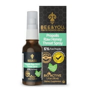BEE and You, Propolis Extract Raw Honey Throat Spray, Immune Support Supplement, Sore Throat Relief, Antioxidants, Keto, Paleo, Gluten-Free, Gifts for Men and Women, Stocking Stuffers, 1 Fl Oz