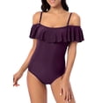 thumbnail image 1 of BEEACHGIRL Flounce Swimsuit for Women One Piece Swimwear off-Shoulder Bathing Suit Spaghetti Strap Bikini, 1 of 8