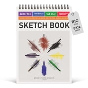 BEECHMORE BOOKS 9x12 Spiral Sketchbook   140 GSM Acid-Free Paper, 100 Perforated Pages, A4 Art Sketch Pad for Drawing & Sketching, Artists, Adults
