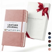 BEECHMORE BOOKS Lined Journal Notebook, 5.8 x 8.3 inch, A5 160 Lined Pages, Hardcover Leather Journals for Women, Men, Writing and Notebooks for Work - 120 GSM Thick Paper, Gifts Box Included