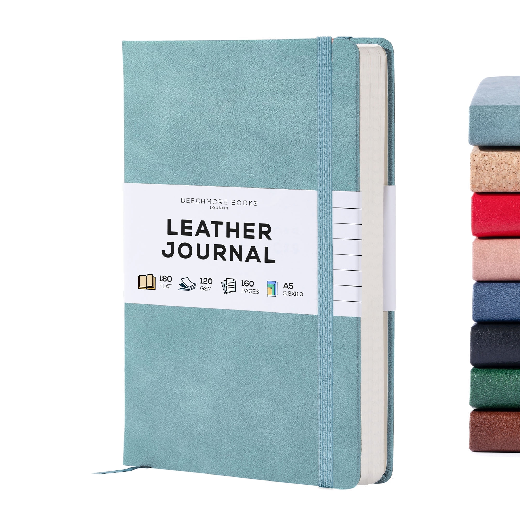 BEECHMORE BOOKS A5 Hardcover Leather Lined Journal for Travelers- 5.8 x ...