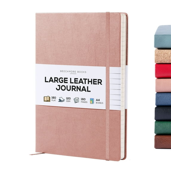 BEECHMORE BOOKS Lined Journal Notebook, 8.5 x 11.5 inch, A4 160 Lined Pages, Hardcover Leather Journals for Women, Men, Writing and Notebooks for Work - 120 GSM Thick Paper, Gifts Box Included