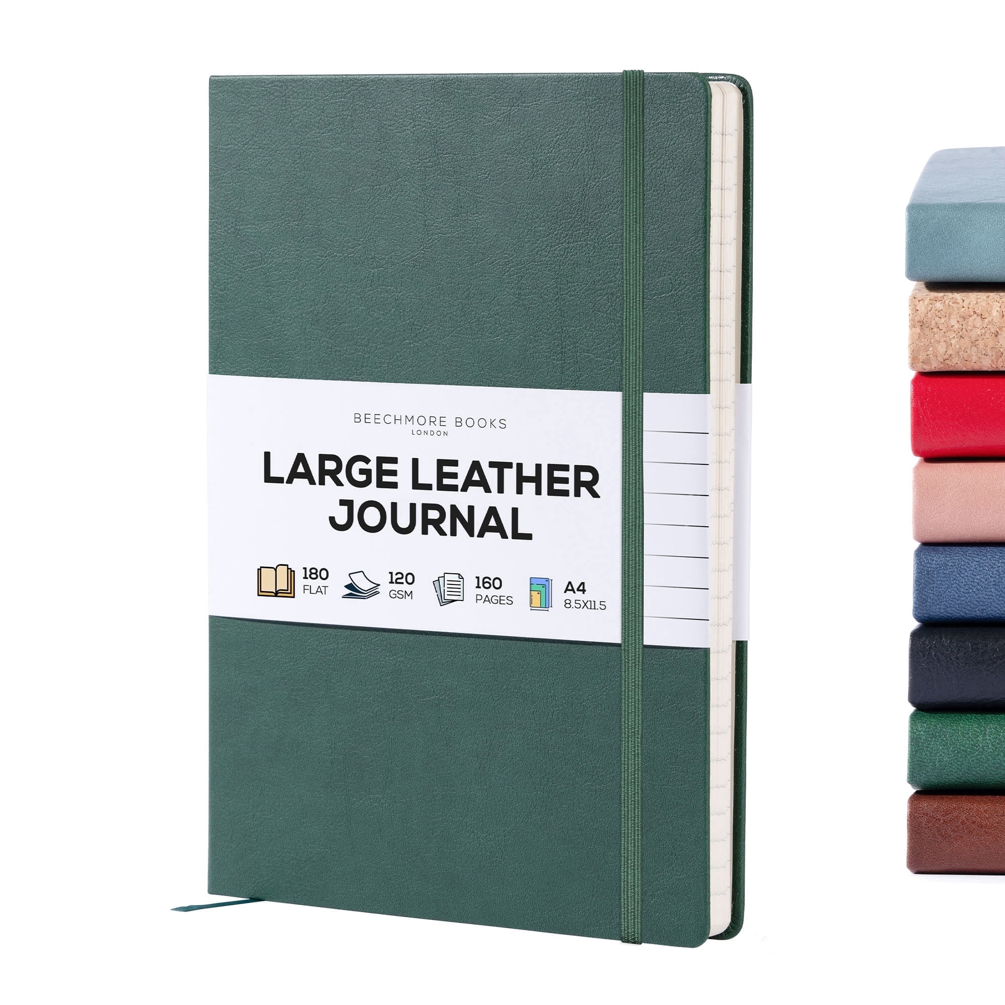 BEECHMORE BOOKS Lined Journal Notebook, 8.5 x 11.5 inch, A4 160 Lined Pages, Hardcover Leather Journals for Women, Men, Writing and Notebooks for Work - 120 GSM Thick Paper, Gifts Box Included