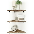 thumbnail image 1 of BEECORA Corner Floating Wall Shelves- Home Decor [3PC Set] w/Bonus Level Rustic Real Wood Farmhouse Shelf for Bedroom Wall Mounted Living Room Bathroom Organizer in Kitchen Office Corner Shelf, 1 of 3