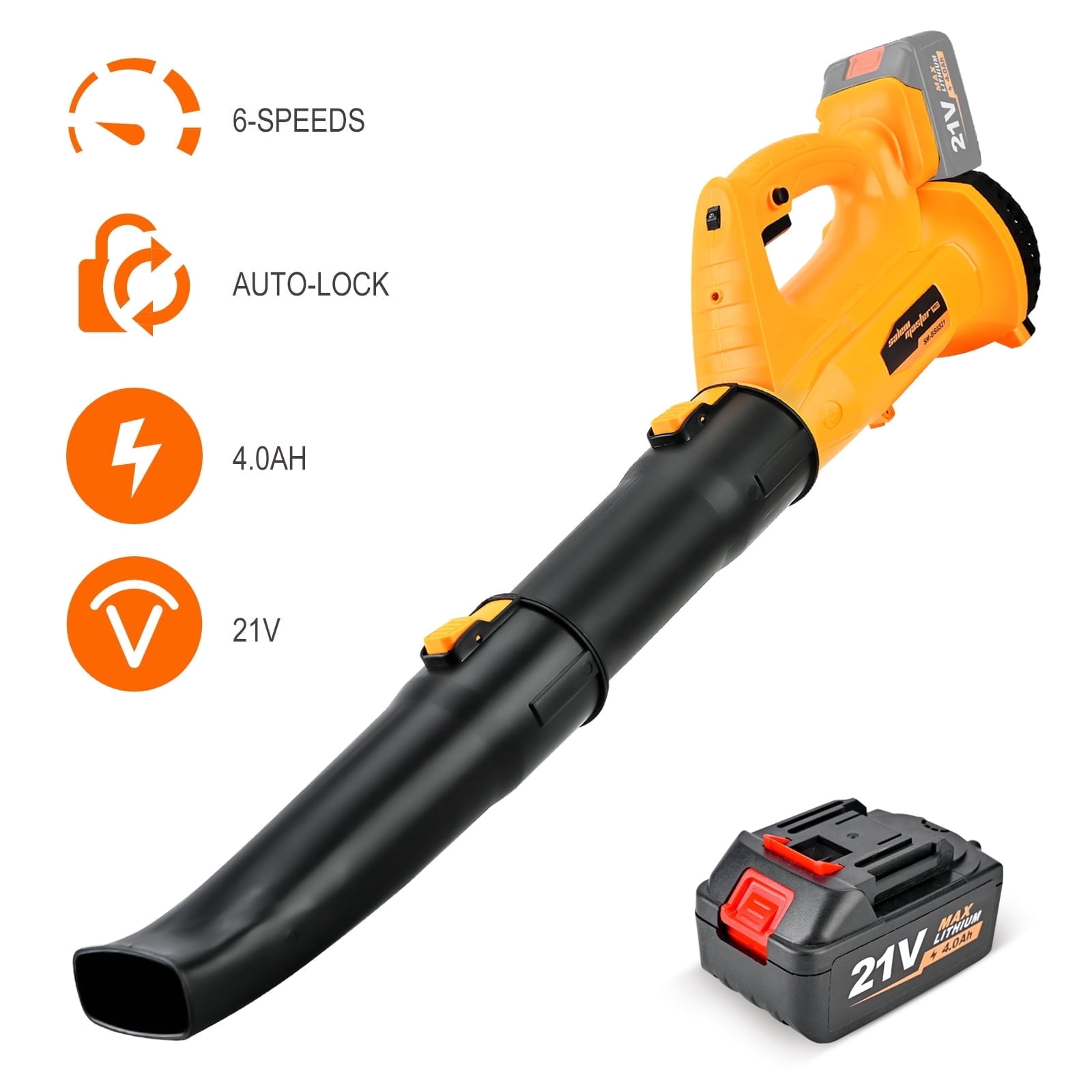 Cordless Leaf Blower - 450cfm 6-Speed Electric with 20V Lithium Blower, Lightweight Leaf Blower for Patio, Lawn, Garden and Work Around House