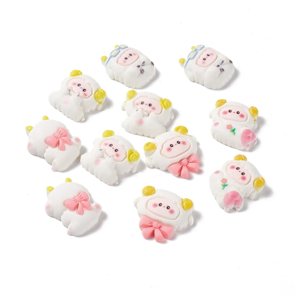 BEEFLYING 100Pcs Assorted Animal Flatback Resin Charm Happy Face Slime Opaque Charm Heart Animal Epoxy Slime Charm for DIY Jewelry Craft