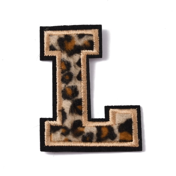 BEEFLYING 10Pcs Leopard Print Iron On Letter Patches Black Border Embroidered Wrapping Sew On Patch Varsity Patch Applique Decor Letter PatchDIY