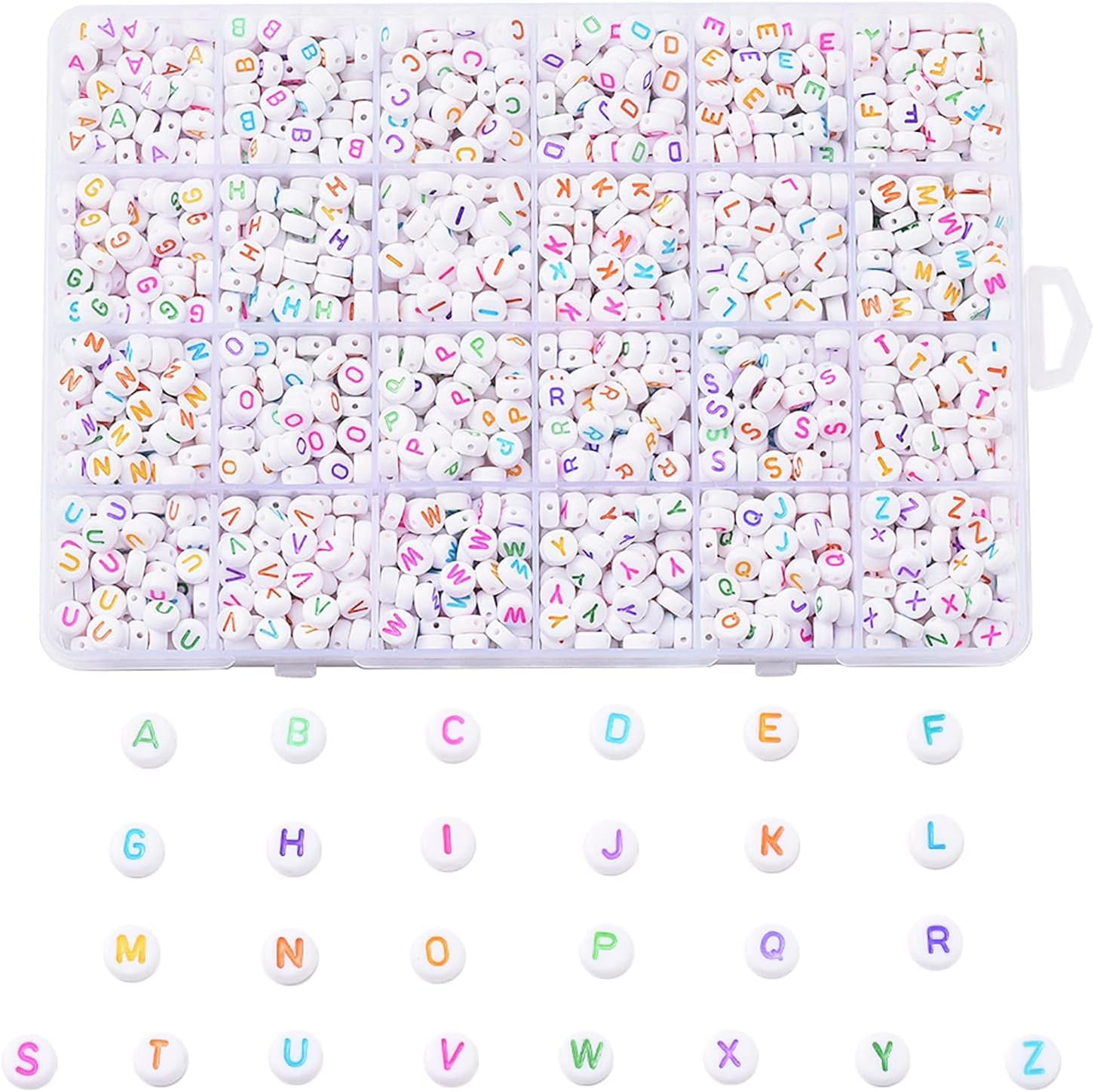 BEEFLYING 1628pcs Acrylic Letter Beads Round Alphabet Beads Bulk for Jewelry Making Earring Bracelet Colorful