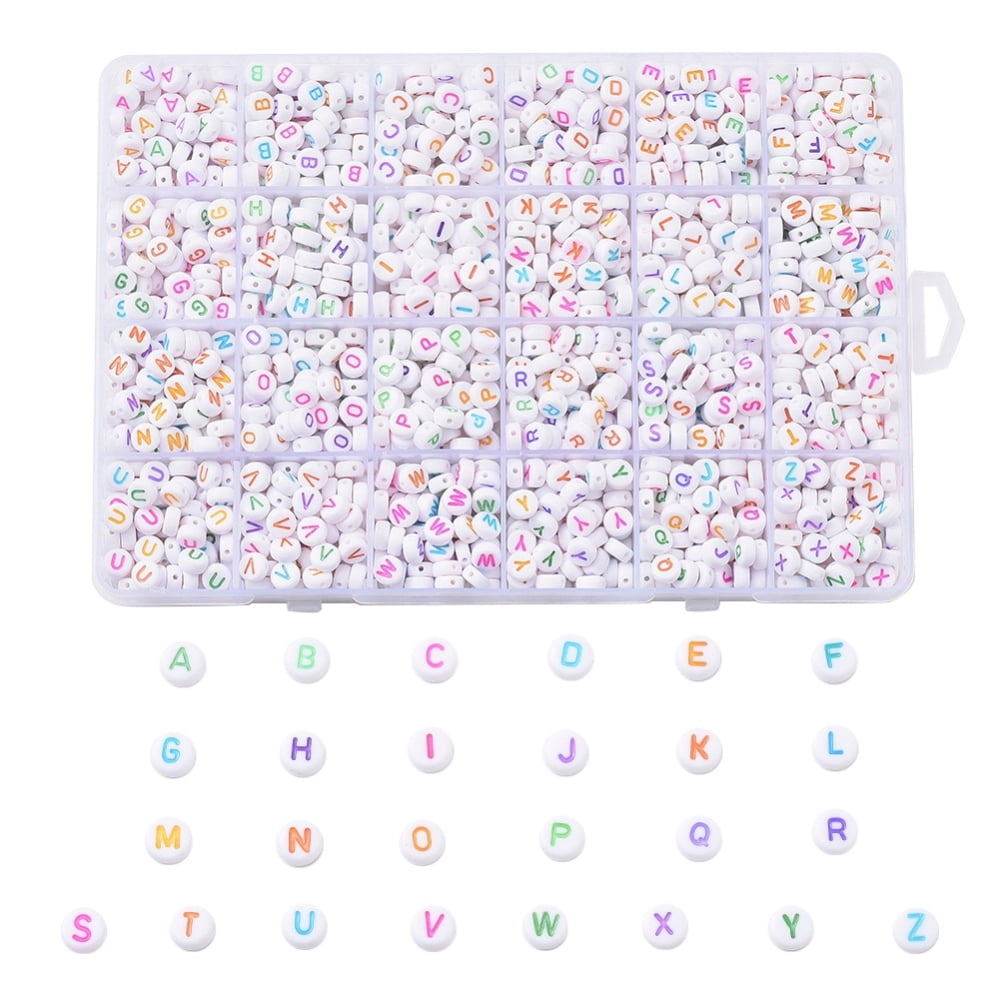 BEEFLYING 1628pcs Acrylic Letter Beads Round Alphabet Beads Bulk for Jewelry Making Earring Bracelet