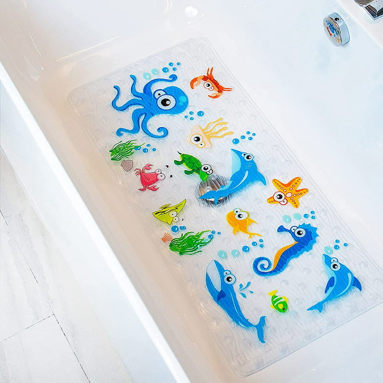 BEEHOMEE Bath Mats for Tub Kids - Large Cartoon Non-Slip Bathroom Bathtub  Kid Mat for Baby Toddler Anti-Slip Shower Mats for Floor 35x15,Machine  Washable XL Size Bathroom Mats (Blue-Octopus) 