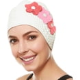 thumbnail image 1 of BEEMO Swim Bathing Caps for Women Latex Swim Hat Triple Flowers Long/Short Hair - White with Pink Flowers, 1 of 6