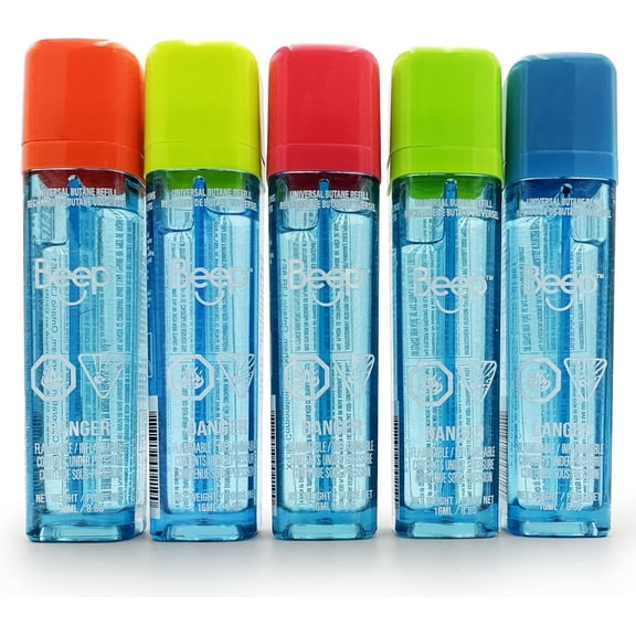 BEEP Premium Butane Fuel Refill 0.31oz(8.8g/16ml),5 Pack for Lighters, Torch Replacement Canisters, 99.999% Pure Fluid Lighters&Torches