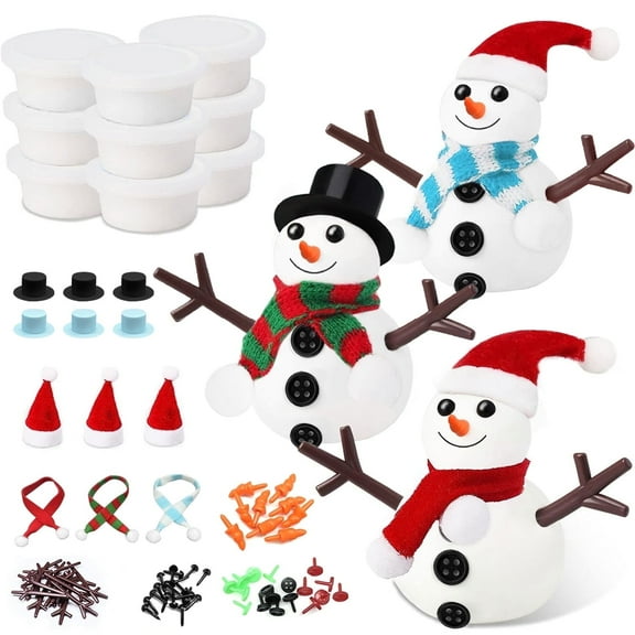 BEEPRINCESS Air Dry Clay, 9 Pack Build a Snowman Kit Snowman Crafts for Kids, Molding Clay Snowman DIY Kit, Christmas Stocking Stuffers for Kids, Christmas Crafts Toys Gift for Kids Age 3 4 5 6 7 8
