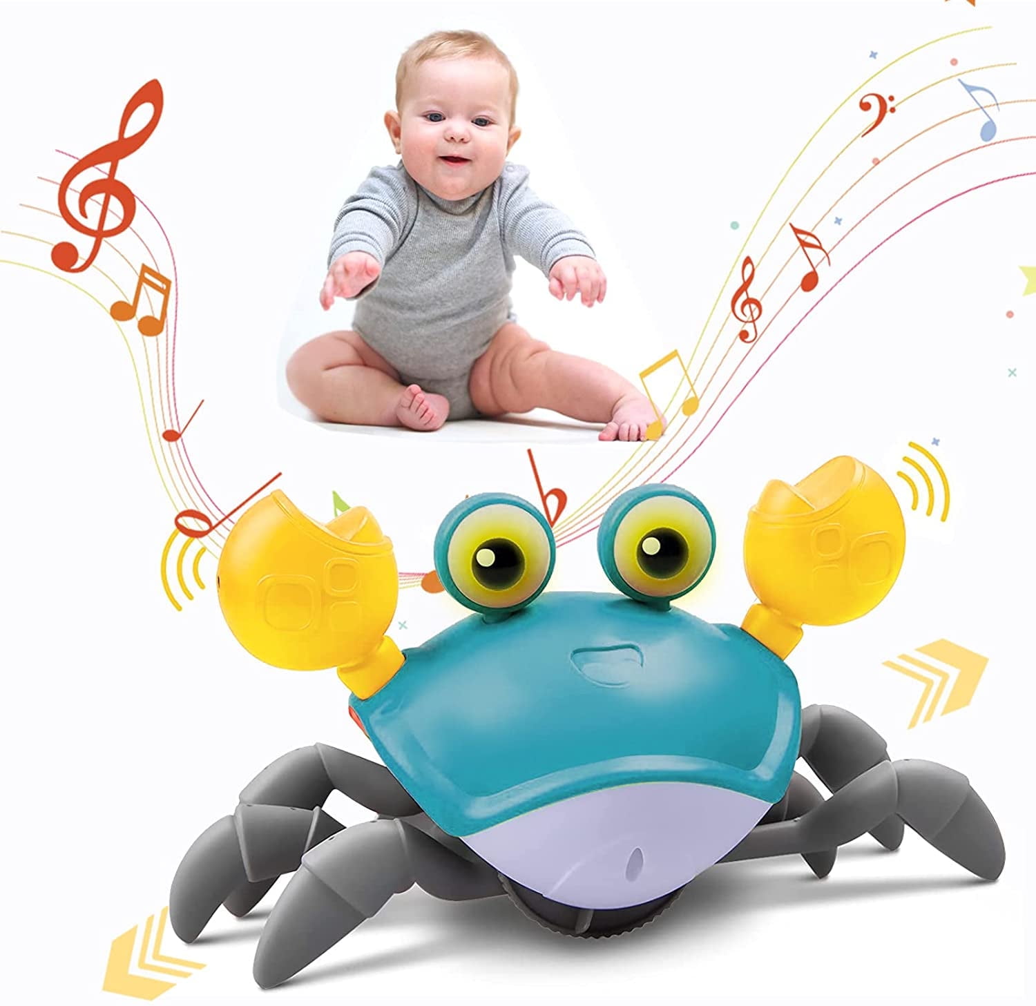 BEEPRINCESS Crawling Crab Baby Toy, Music & LED Light, Sensory Gift for 1-3 Years Old