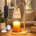 thumbnail image 1 of BEEPRINCESS Candle Warmer Lamps with Timer and Dimmer, Adjustable Height for Jar Candles, Amber Glass Shade, 2 GU10 Bulbs Included, 1 of 8