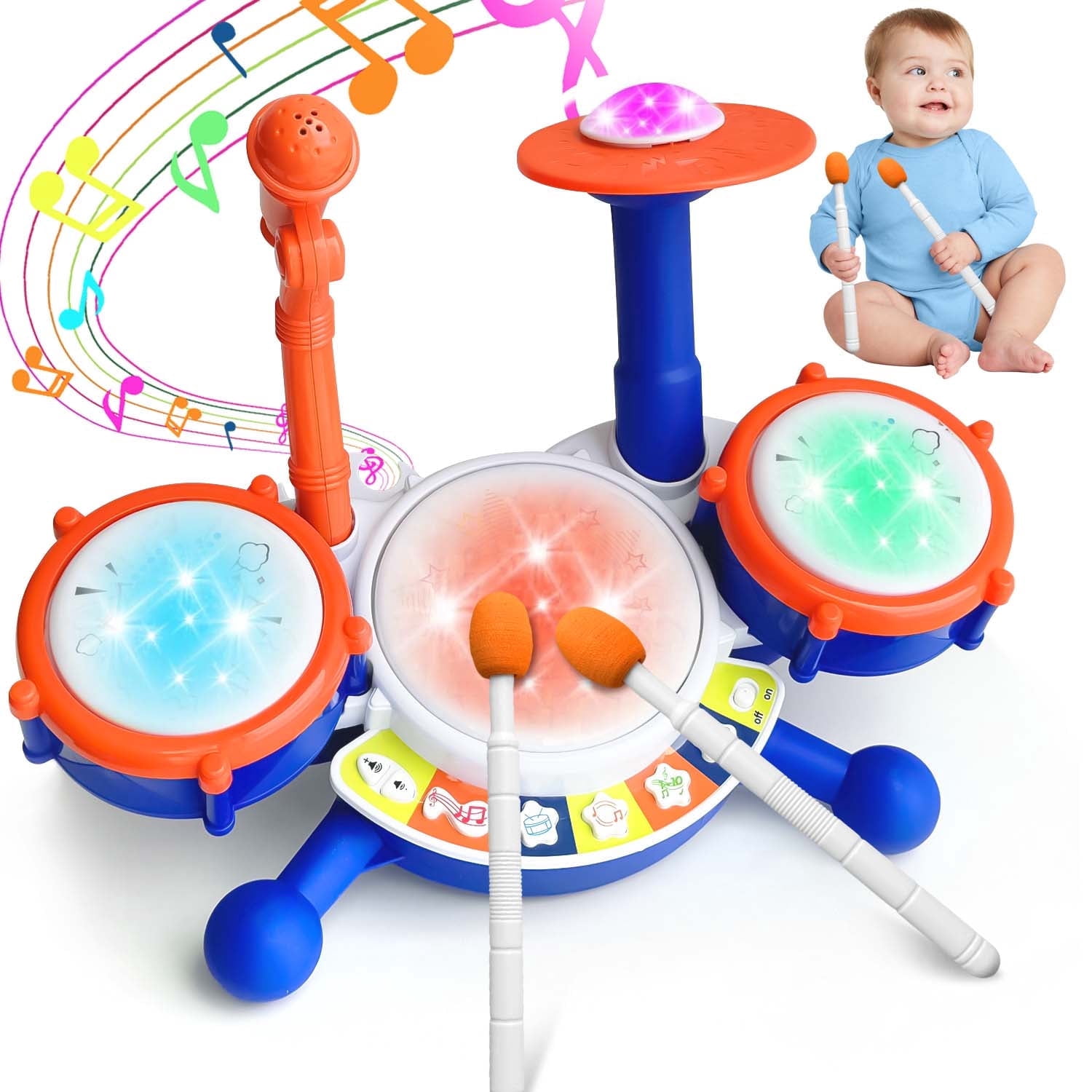 Asweets Set Di Batteria Per Bambini: Strumenti Musicali Giocattolo Per Piccoli, Percussioni Per Neonati E Bambini 3+