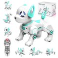 thumbnail image 1 of BEEPRINCESS RC Robot Dog, Electronic Pet Dog with Voice Control, Interactive and Stunt, White/Green, 1 of 7