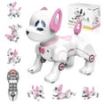 thumbnail image 1 of BEEPRINCESS RC Robot Dog, Electronic Pet Dog with Voice Control, Interactive and Stunt, White/Pink, 1 of 7