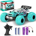thumbnail image 1 of BEEPRINCESS Remote Control Car, 1:18 Scale All Terrain RC Cars, 2WD 20Km/h with Colorful LED Light and 2 Rechargeable Batteries, RC Monster Truck Off-road Racing Car Toys for Kids and Boys, Blue, 1 of 8