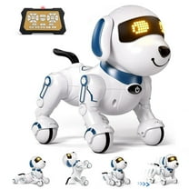 BEEPRINCESS Robot Dog, Smart Programmable RC Electronic Pet Puppy with Early Education Function, White/Blue
