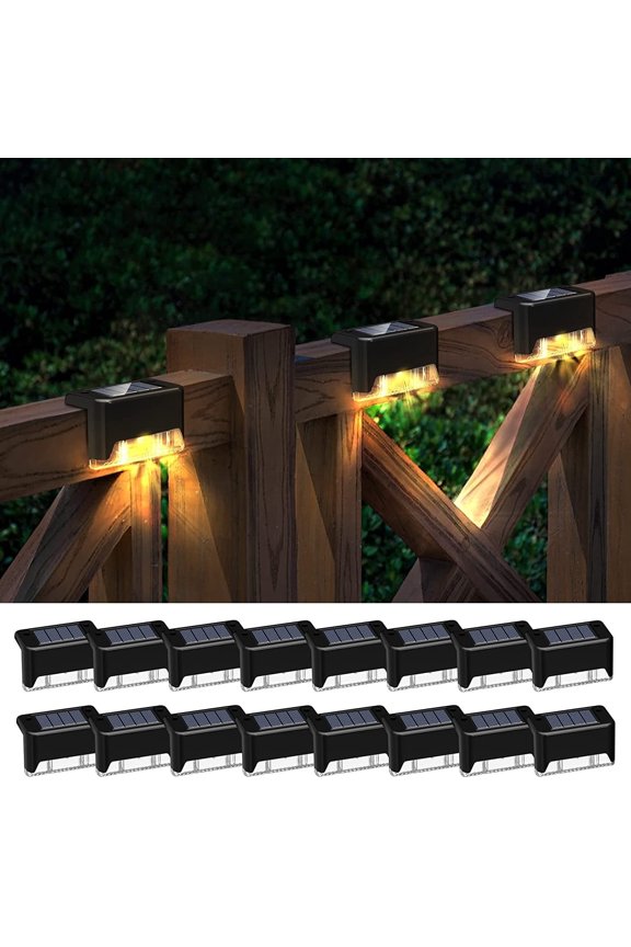 Solar Deck Lights Outdoor, 16 Pack Solar Step Lights Waterproof LED Solar Lights for Outdoor Decks, Railing,Stairs, Step, Fence, Yard, and Patio Christmas Decoration Lights(Warm White)