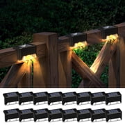 BEEPRINCESS Solar Deck Lights Outdoor, 16 Pack Solar Step Lights Waterproof LED Solar Lights for Outdoor Decks, Railing,Stairs, Step, Fence, Yard, and Patio Christmas Decoration LightsWarm White