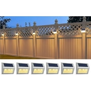 BEEPRINCESS Solar Fence Lights, Solar Outdoor Lights Stainless Steel Solar Deck Light Waterproof LED Solar Step Lighting for Garden Yard Patio Deck, Warm White, 6 Pack