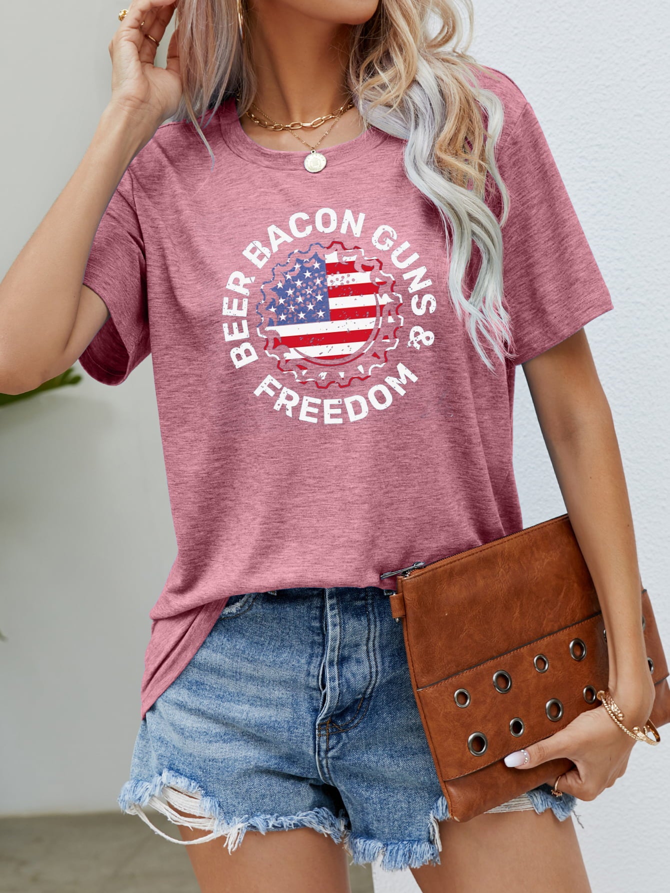 Beer Bacon Guns And Freedom Us Flag Graphic Tee 1812