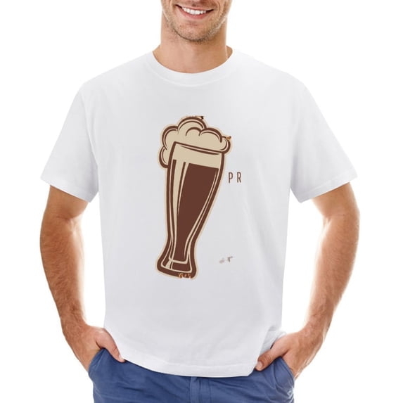 BEER BREWED Men’s Graphic T-shirt Vintage Short Sleeve Sport Tee White S