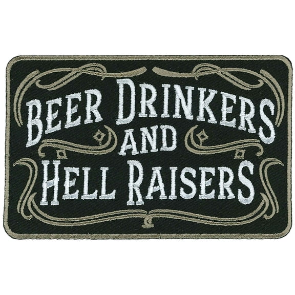 BEER DRINKERS AND HELL RAISERS, PATCH - Embroidered High Thread Heat Sealed Backing Sew-On Biker's Patch - 4" x 2.5"