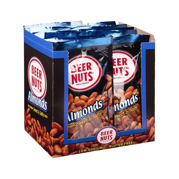 BEER NUTS Almonds 4 oz. Value Pack Display 12 Count Individual Bags