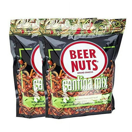 BEER NUTS Cantina Mix - 32 oz. Resealable Bag (Pack of 2), Original Peanuts, Chili Lemon Roasted Corn, Black Bean Sticks