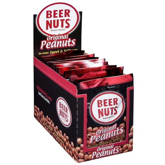 BEER NUTS Original Peanuts | 12 Pack Box - 3 oz. Individual Bags - Sweet and Salty