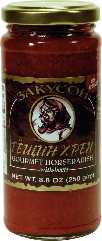 "BEET HORSERADISH" (Sauces) "CANADA", Horseradish Mixed With Beet Packaged In Glass Jar, 250g. "Zakuson"