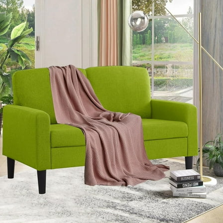 BEEY Modern Loveseat Sofa, 53" Small Loveseat for Small Spaces, Linen Fabric Tufted 2 Seater Sofa Couch for Living Room Bedroom, Green
