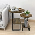 thumbnail image 1 of BEEY Round Nesting Coffee Table Set of 2 End Table Sets,Farmhouse Wood Coffee Table Side Tables with Sturdy Metal Frame for Living Room, Balcony in Reclaimed Oak, 1 of 9