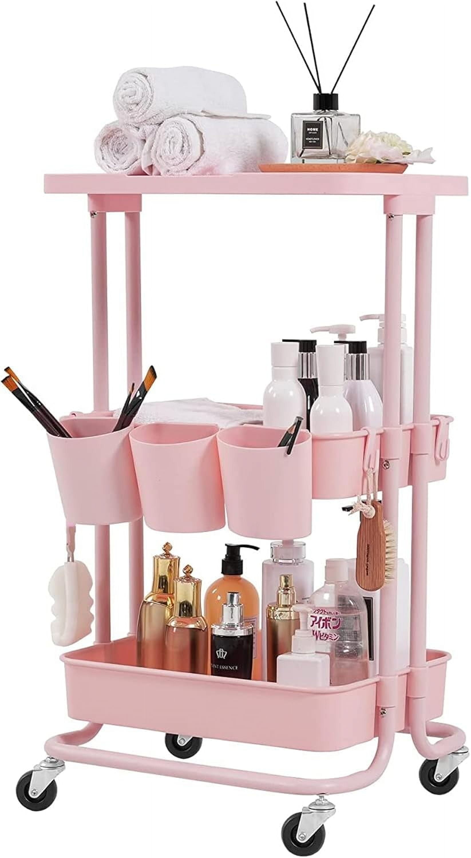 BEEY Storage Cart, 3 Tier Rolling Carts with Wheels, Rolling Utility ...