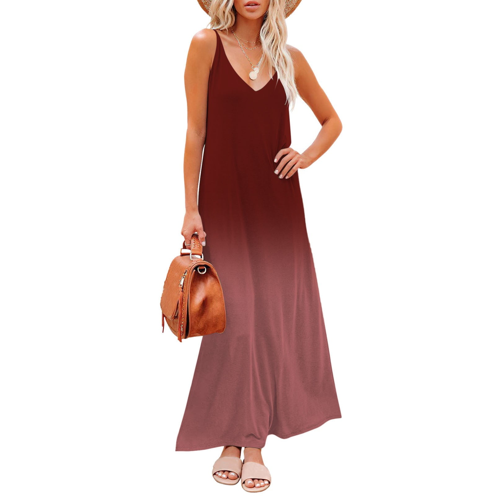 BEEYASO Clearance Summer Dresses for Women Ankle Length Sleeveless