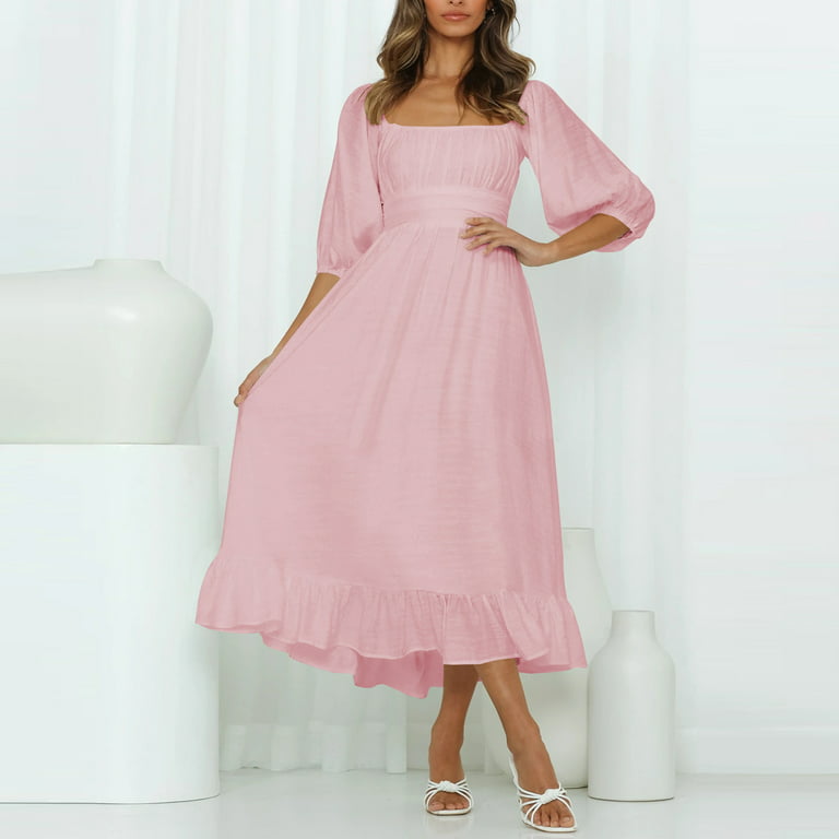https://i5.walmartimages.com/seo/BEEYASO-Clearance-Summer-Dresses-for-Women-Off-the-Shoulder-Ankle-Length-Casual-A-Line-Solid-3-4-Sleeve-Dress-Pink-L_0c84a36f-8359-41ba-9f12-ec44a0f66e84.76db74008522899a6fdd8c76c28ba096.jpeg?odnHeight=768&odnWidth=768&odnBg=FFFFFF