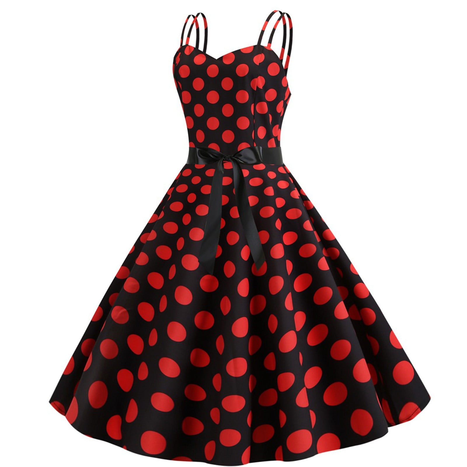 BEEYASO Clearance Summer Dresses for Women Sweetheart Hot Sales Polka Dot  Knee Length A-Line Sleeveless Dress Wine XL 