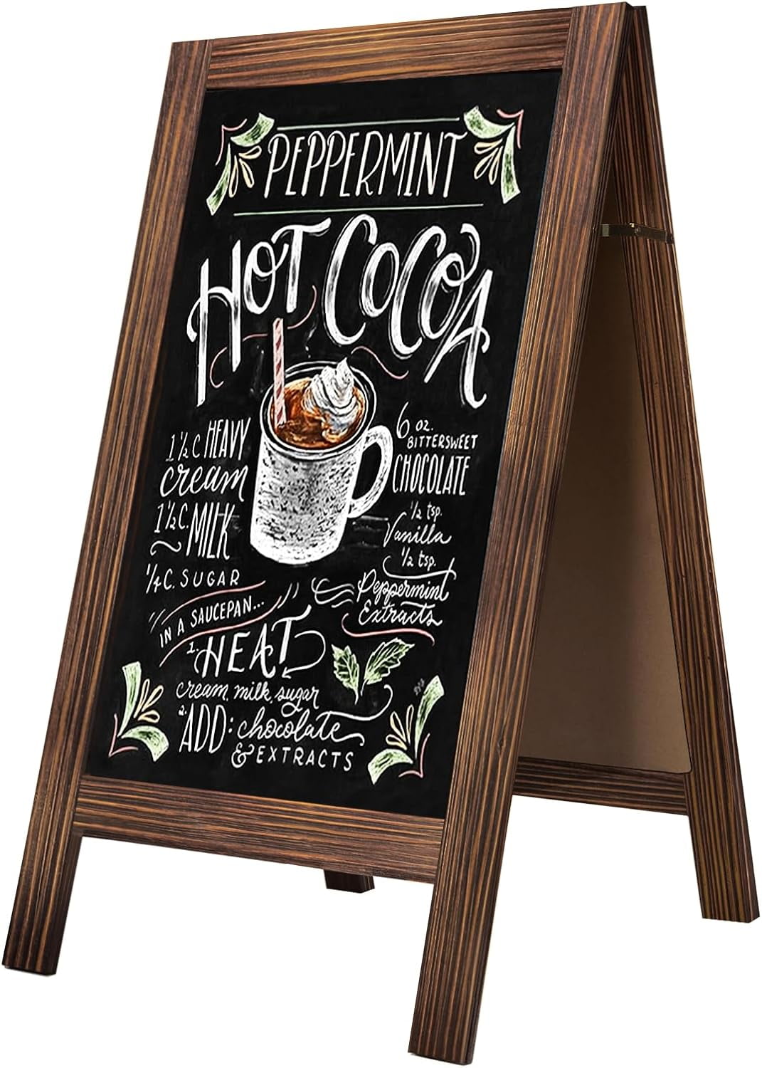 BEEYLA Chalkboard Signs 40x20 Standing A Frame Chalk Board Easel Sign Sandwich Board Signs Outdoor, Double Sided Blackboard for Business, Cafe, Weddings, Rustic Brown - Walmart.com