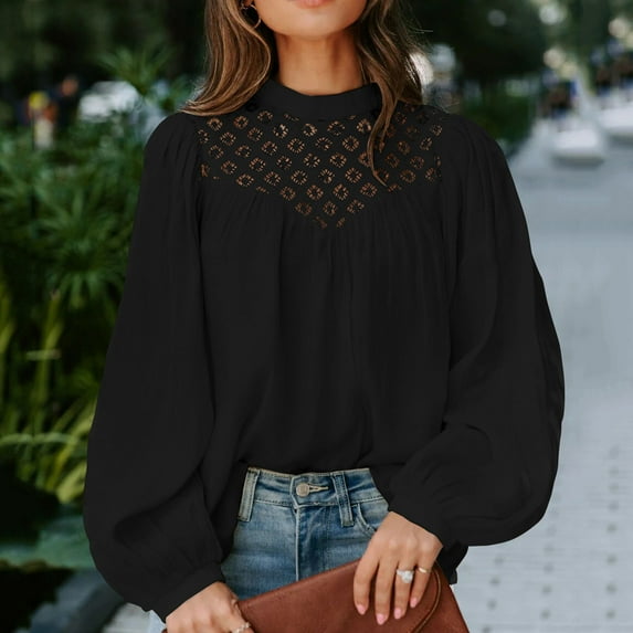 BEFOKA 2025 Womens Shirts Flare Long Sleeve Ladies Tops Loose Fits Crew Neck Women's Basic Tops Fall Winter Soft Pullover Going Out Top Casual Tops