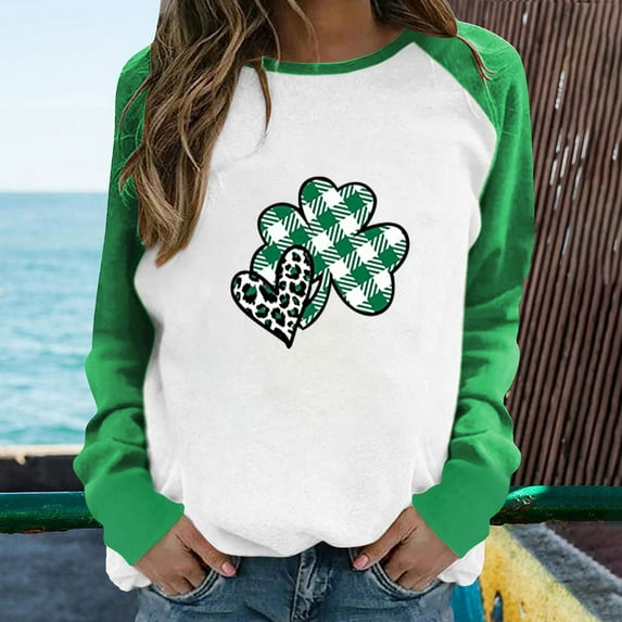 BEFOKA 2025 Womens Shirts Long Sleeve Ladies Tops Color Blocking Plus Size Loose Fits Red Crew Neck Women's Basic Tops Fall Winter Going Out Top Casual Tops