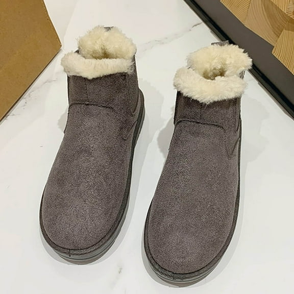 BEFOKA Ankle Boots for Women,Bootie Slippers,Snow Boots Warm Cozy Suede Slipper Boots with Fuzzy Plushes Lining and Collar, Winter Non Sliper House Shoes for Indoor Outdoor
