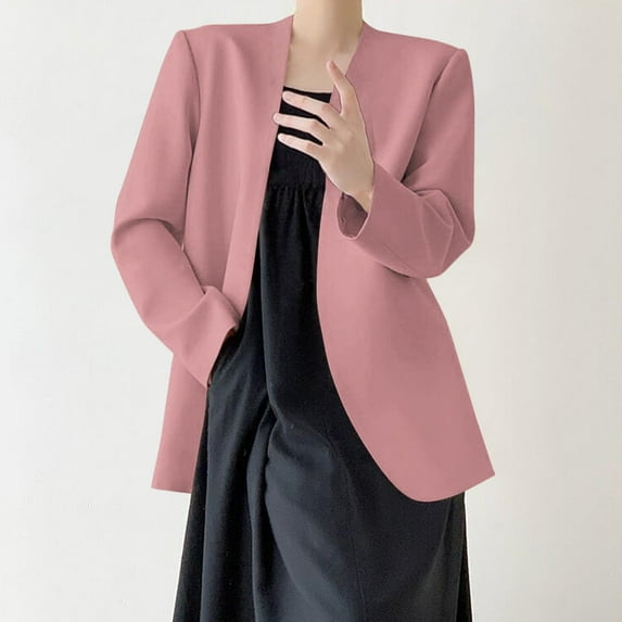 BEFOKA Blouses for Women Open Front Blazer Jackets Casual 2025 Solid Color Blazers Long Sleeve Tops for Women Business Casual Outfits Office Work Suit Slim Fits for S-2X