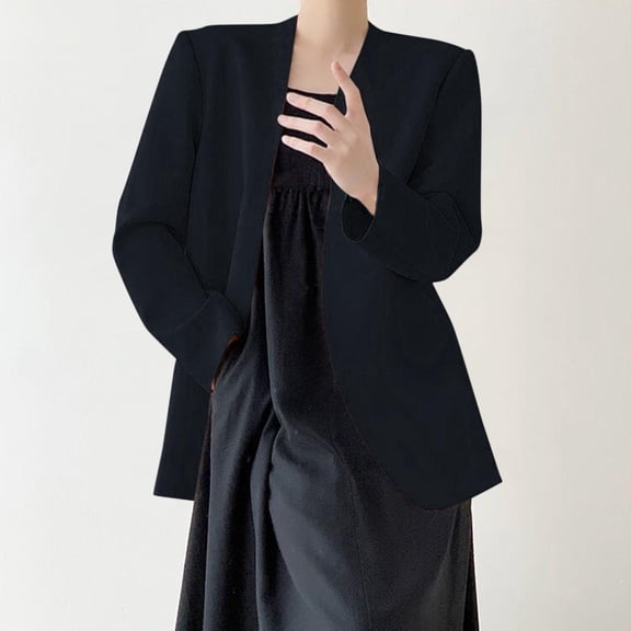 BEFOKA Blouses for Women Open Front Blazer Jackets Casual 2025 Solid Color Blazers Long Sleeve Tops for Women Business Casual Outfits Office Work Suit Slim Fits for S-2X