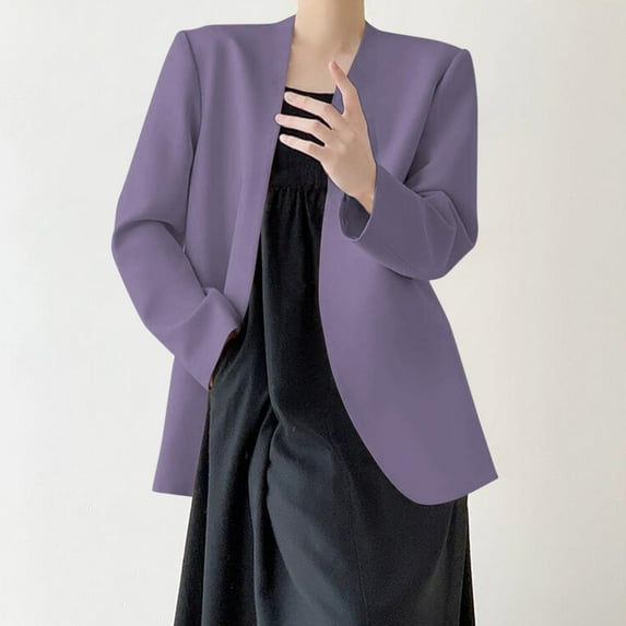 BEFOKA Blouses for Women Open Front Blazer Jackets Casual 2025 Solid Color Blazers Long Sleeve Tops for Women Business Casual Outfits Office Work Suit Slim Fits for S-2X