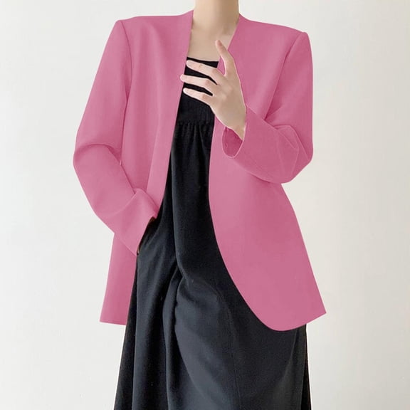 BEFOKA Blouses for Women Open Front Blazer Jackets Casual 2025 Solid Color Blazers Long Sleeve Tops for Women Business Casual Outfits Office Work Suit Slim Fits for S-2X