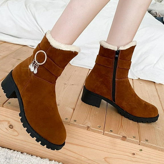 BEFOKA Boots for Women | Waterproof Winter Snow Boots | Warm Ankle Booties | Wide Width Hike Work Shoes Walking Booties Non-sliper Fuzzy -Lined | Warm Ankle Rain Boots