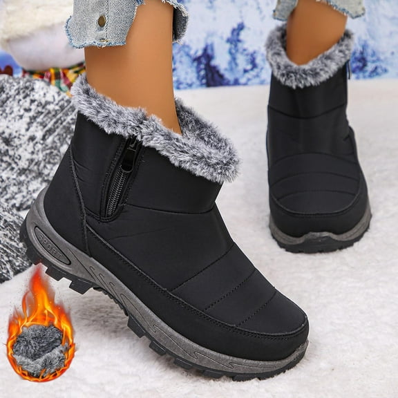 BEFOKA Boots for Women | Waterproof Winter Snow Boots | Warm Ankle Booties | Wide Width Hike Work Shoes Walking Booties Non-sliper Fuzzy -Lined | Warm Ankle Rain Boots